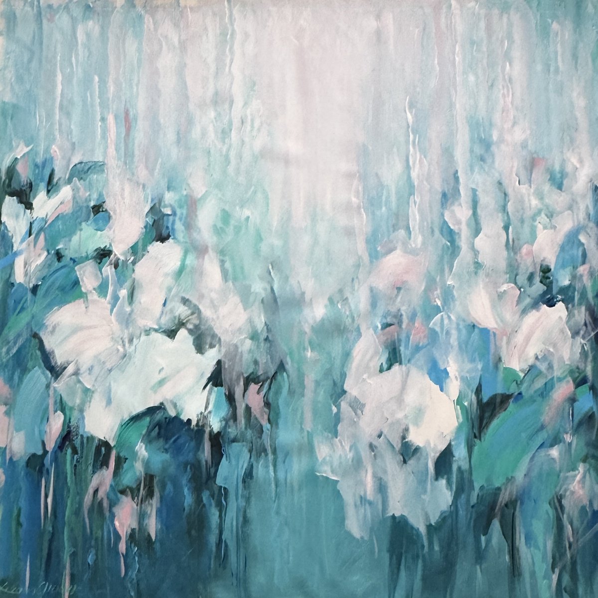 Abstract Acrylic Painting By Liliana Gigovic, 65 X 65", Where Light Falls, Original Artwork