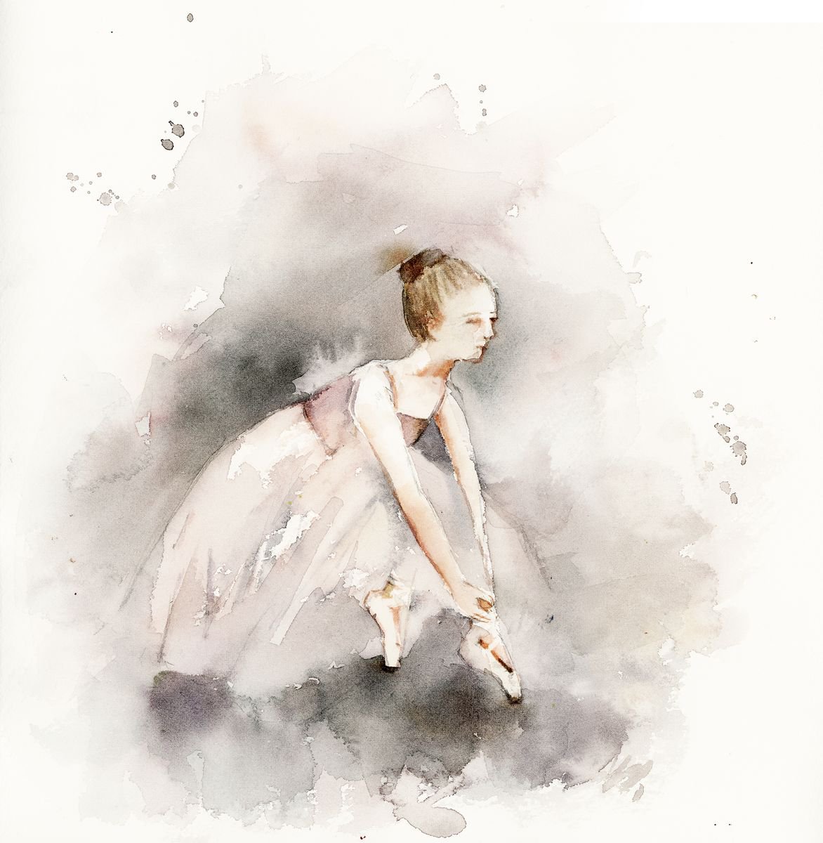 Little ballerina in dusty pink and grey n.1 by Sophie Rodionov