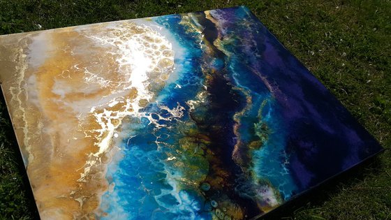Coral reef - fluid resin original abstract painting
