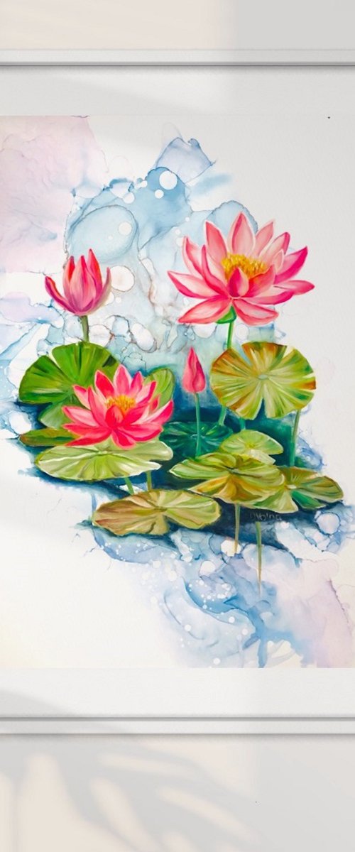 Lotus Bloom in Dreamy Waters by Olga Volna