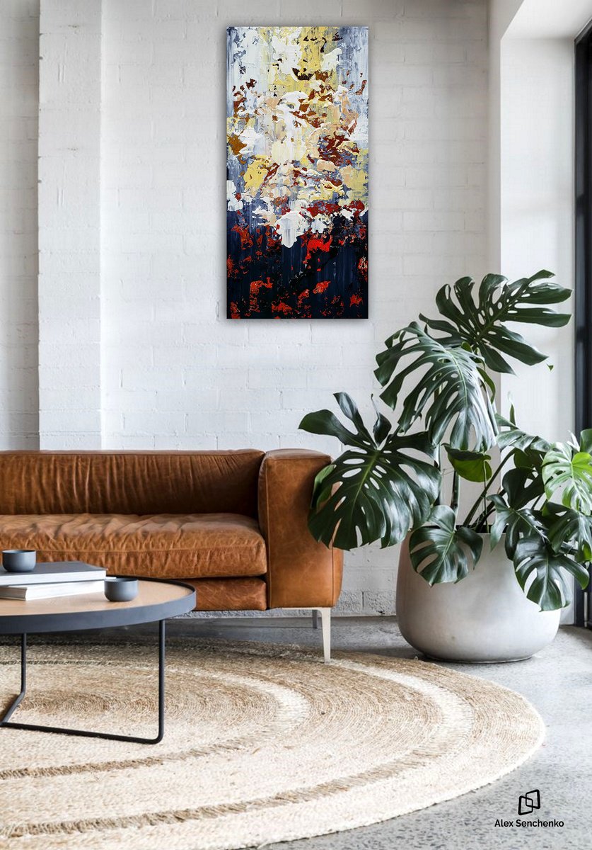 Abstract Acrylic Painting By Alex Senchenko, 20 X 39, Abstract 22117, Original Artwork