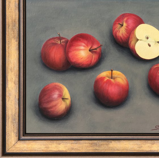 Still life-apple (40x40cm, oil painting, ready to hang)