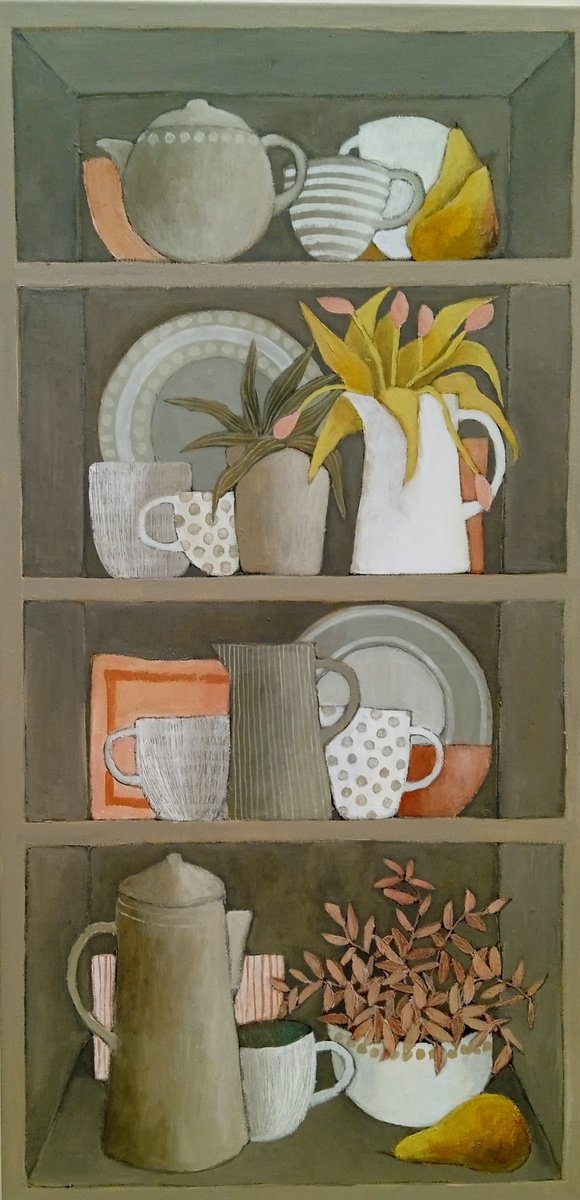 Naive Painting , Spring Kitchen.... By Fiona Philipps, 20 X 39, Artwork For Sale On Artfinder
