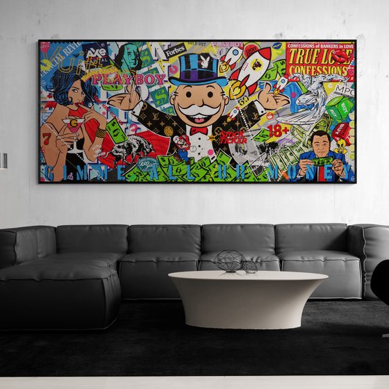 Monopoly Buy or Sell 270cm x 120cm Monopoly Man Textured Urban Pop Art