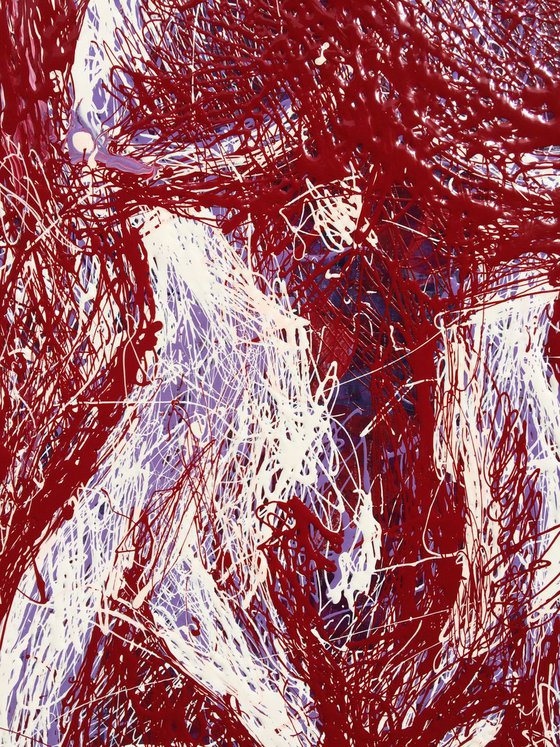 Red & white abstract nude #2. 40X60cm