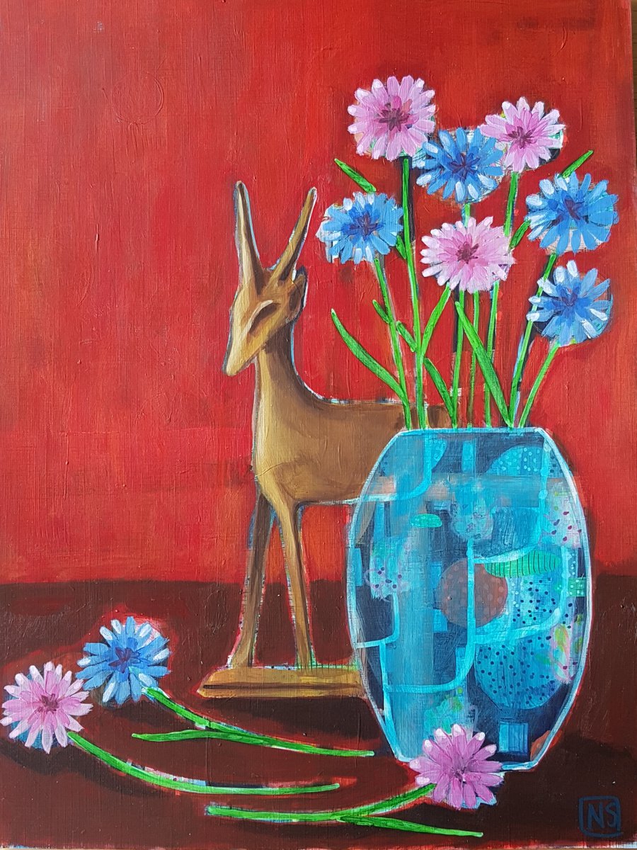 Antelope and Cornflowers by Nina Shilling