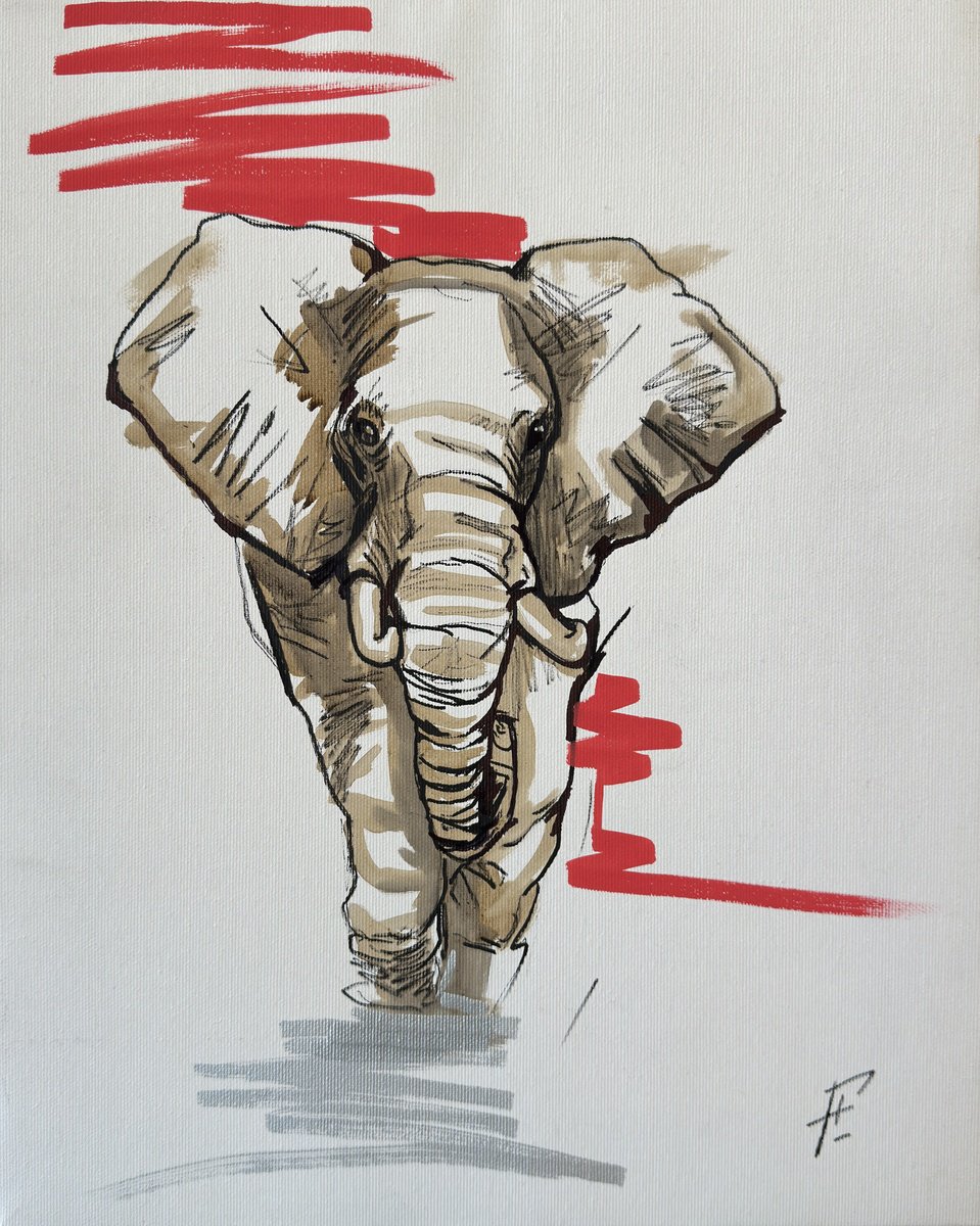 Watercolour , African Elephant By Nikola Gulev, 13 X 16, Artwork For Sale On Artfinder