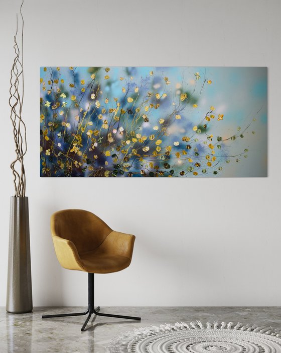 "Caramel landscape" very large floral painting horizontal format