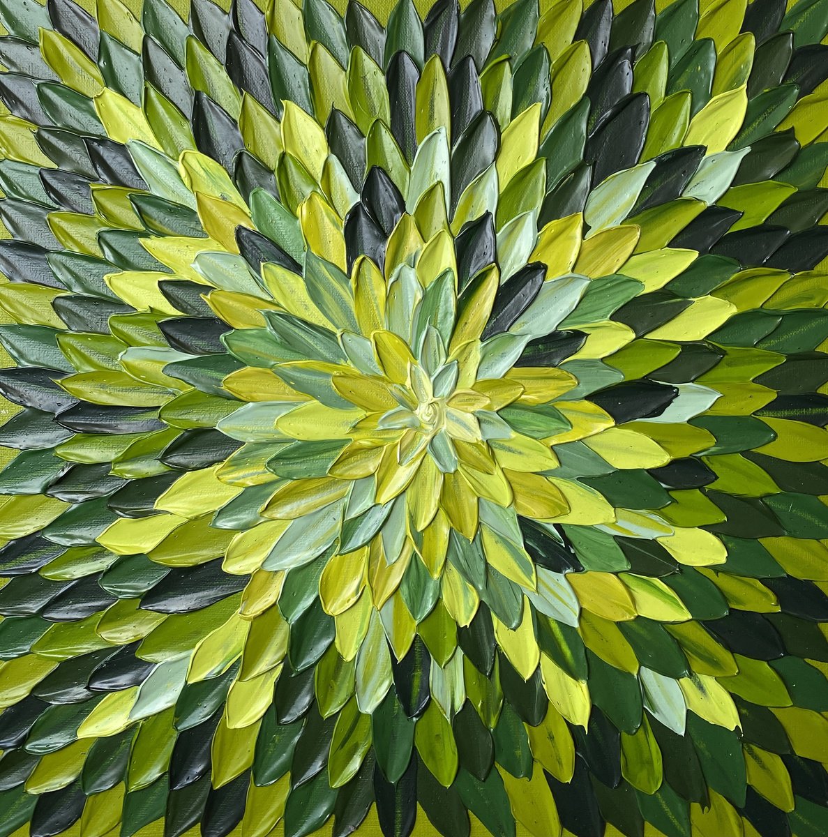 Geometric Abstract Acrylic Painting By Guzaliya Xavier, 18 X 18, Colors Of Bush, Original Artwork