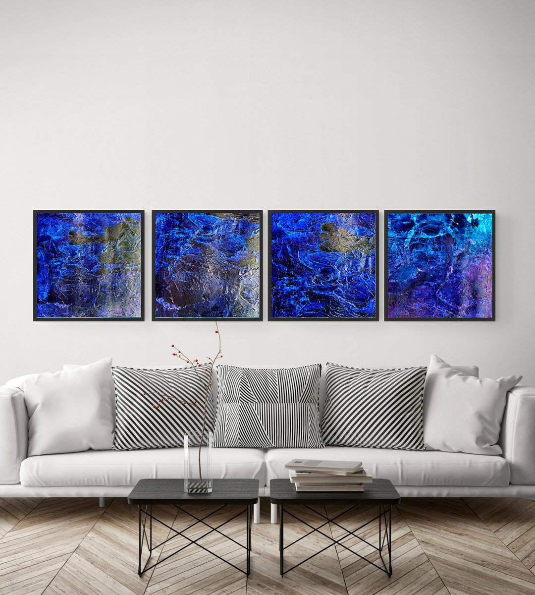 Abstraction No. 16-1003 XXL blue - set of 4 by Anita Kaufmann