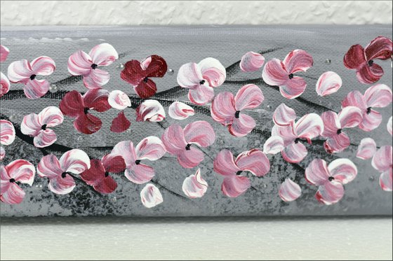 Sakura 2 -  acrylic abstract painting. cherry blossoms, nature painting, framed canvas wall art