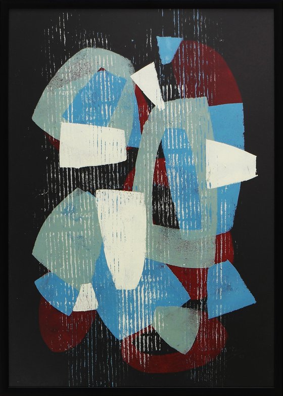 Fractured Black 1 - Incl Frame - Art on paper - A3 - 31x43CM - Ronald Hunter 27S