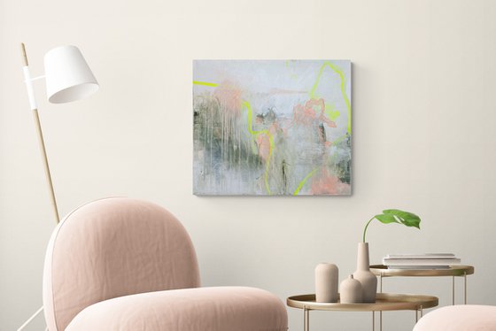 The Spring Garden - LIGHT ABSTRACT PAINTING , MEDIUM ABSTRACT , 60*70CM, ACRYLIC PAINTING