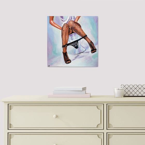 LIFE WITHOUT PANTIES - original oil painting, erotic art, pop art, office art, decor home, gift idea, panties