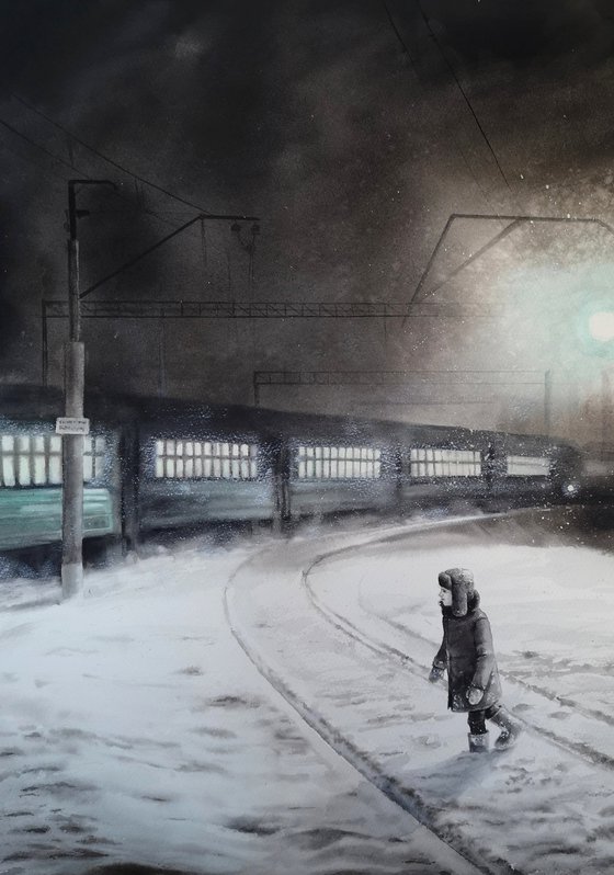 Night Soviet Train Station