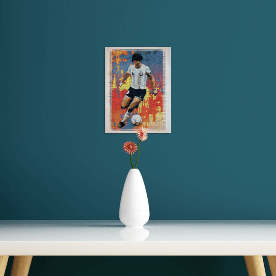 Diego Maradona - The Football Legend - Collage Art on Large Real English Dictionary Vintage Book Page