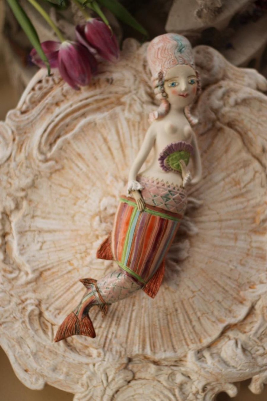 Underwater Baroque Mermaid. Hanging sculpture. Sculpture by Elya