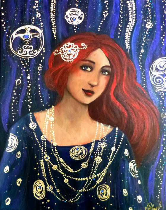 Vienna Blue 40 x 50 cm. a tribute to Klimt