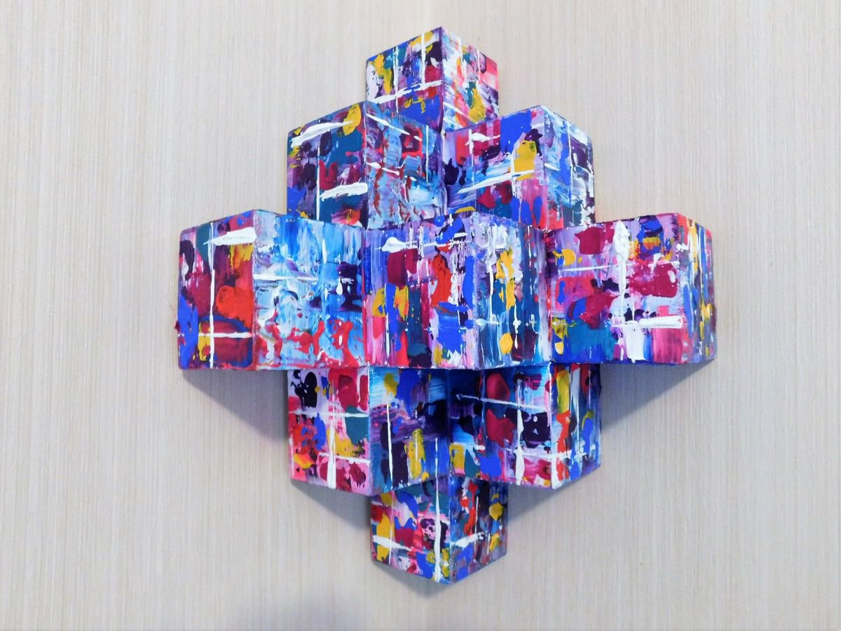Colour Ovation 3D Sculptural Painting on Wood by Susan Wooler