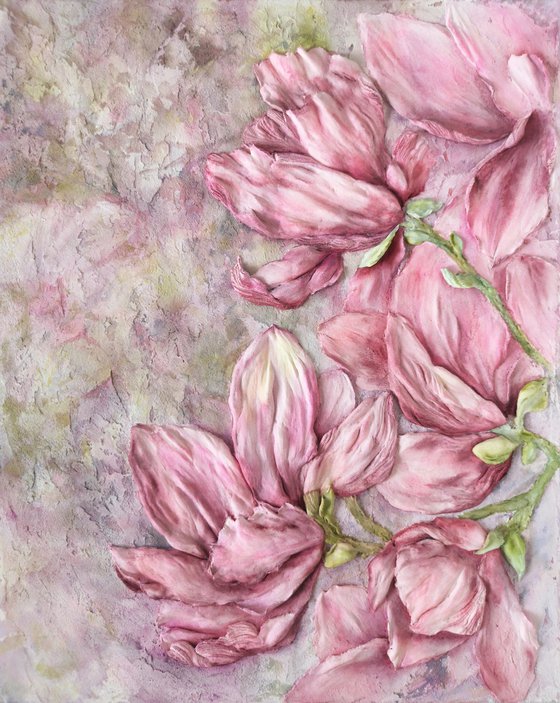 Pink magnolias sculpture painting