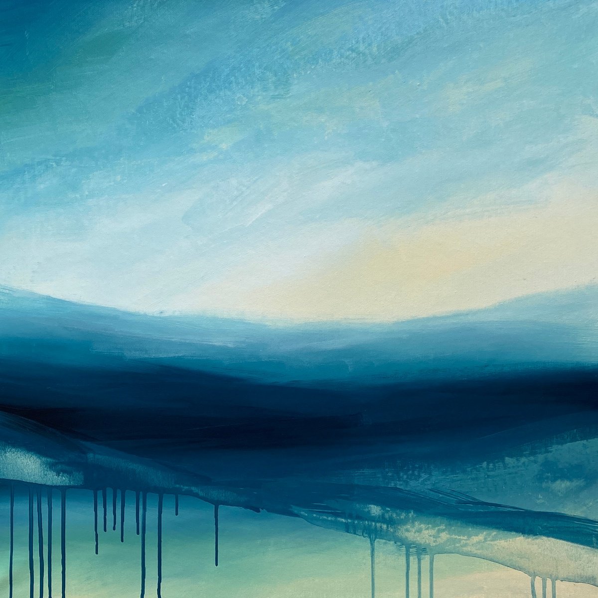 Impressionistic Landscape Acrylic Painting By Helen Mount, 24 X 24, Melodies Of Rain/10, Original Artwork