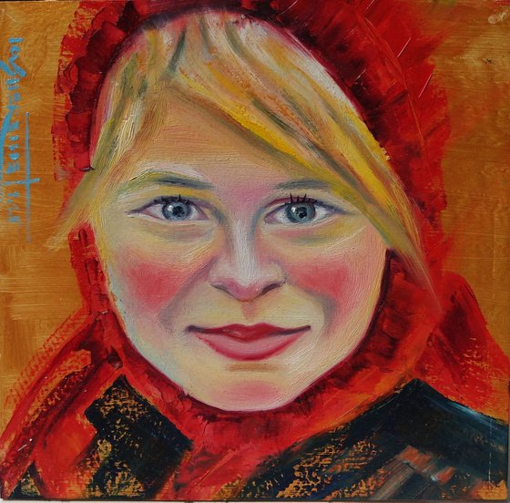 ‘THE PALE GOLD, ROMANIAN GIRL’ - Oil Painting on Panel