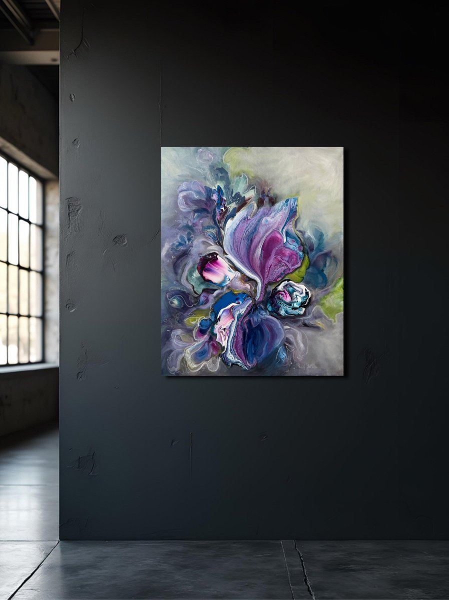 Abstract Botanical Painting By Yuliia Poraiko, 24 X 31", Harmony In Chaos, Original Artwork