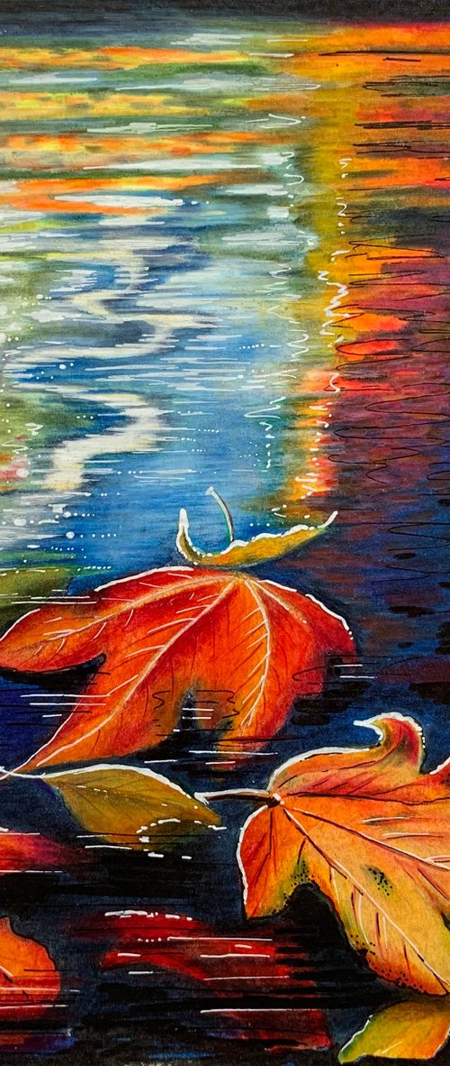 Autumn pond by Karen Elaine  Evans