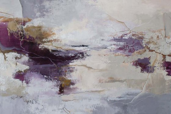 "Infinite 2" Purple gray abstract acrylic art