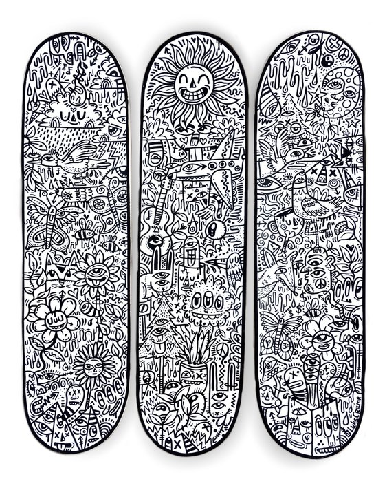 Custom Painted Skateboard Decks (Triptych)