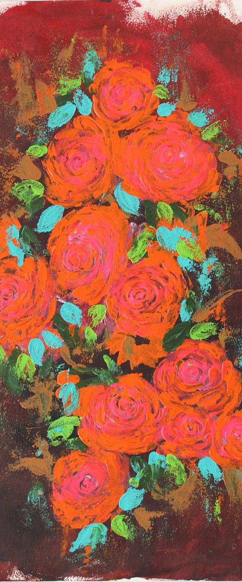 You are my everything - Acrylic roses on handmade paper - gift art by Vikashini Palanisamy