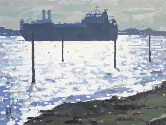 Cargo Ship on River Test, Southampton