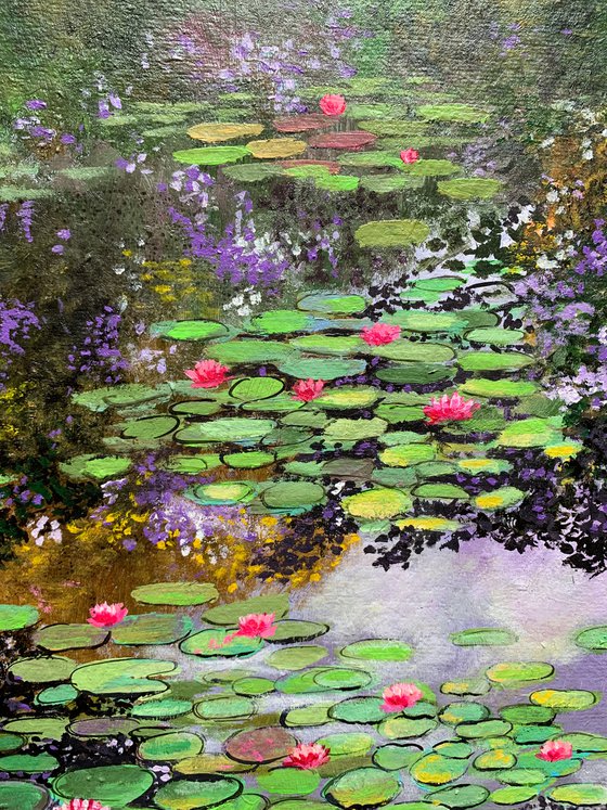water lilies pond! Monet’s garden on Indian handmade paper