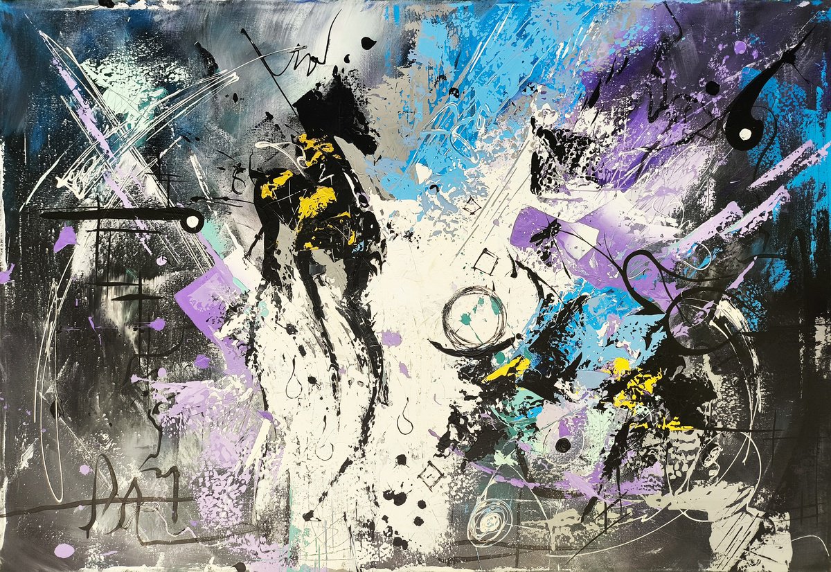 Abstract Oil Painting By Ruben Ghulyan, 51 X 35", Energetic Whirlwind, Original Artwork