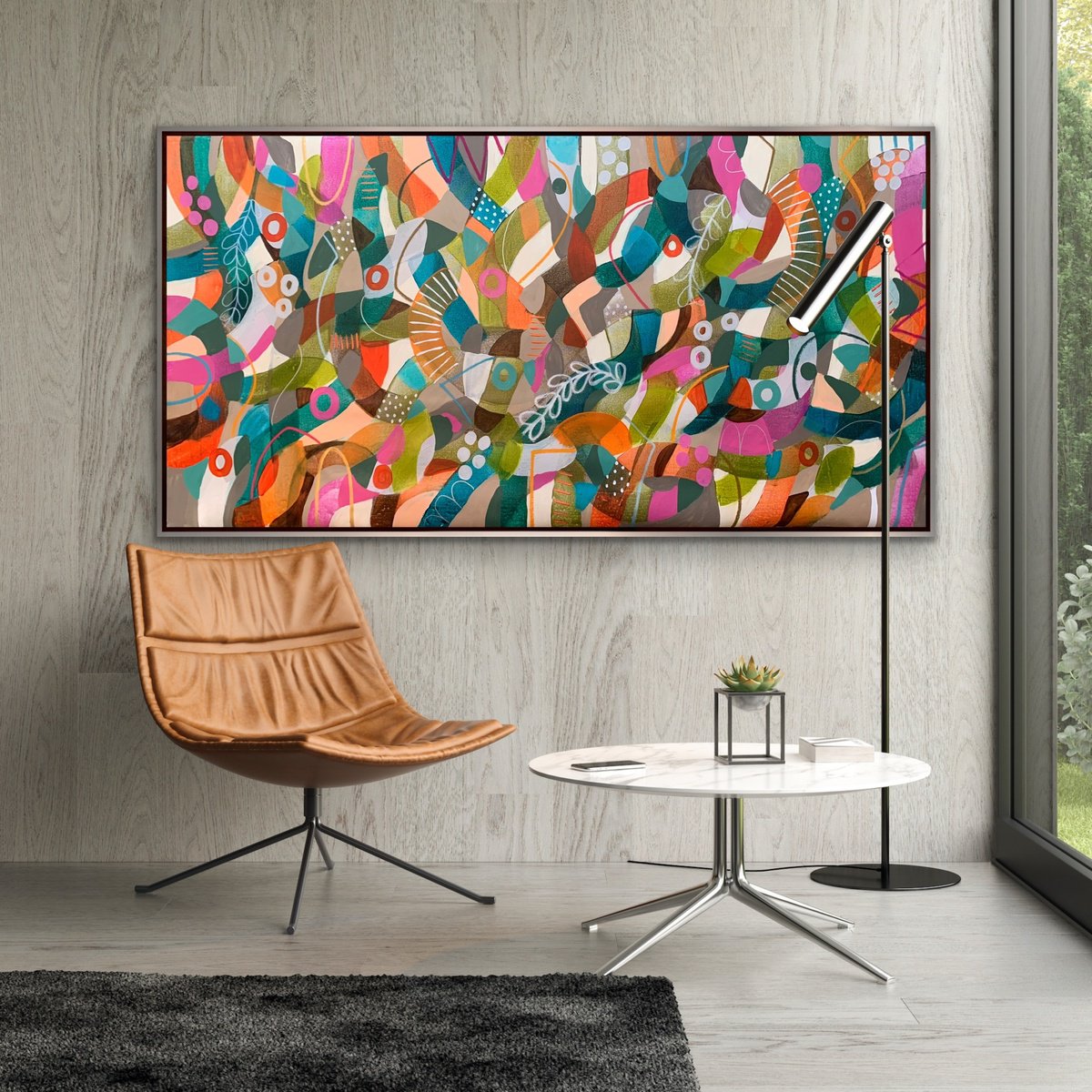 Organic Abstract Acrylic Painting By Rashna Hackett, 72 X 37", Follow The Light, Original Artwork
