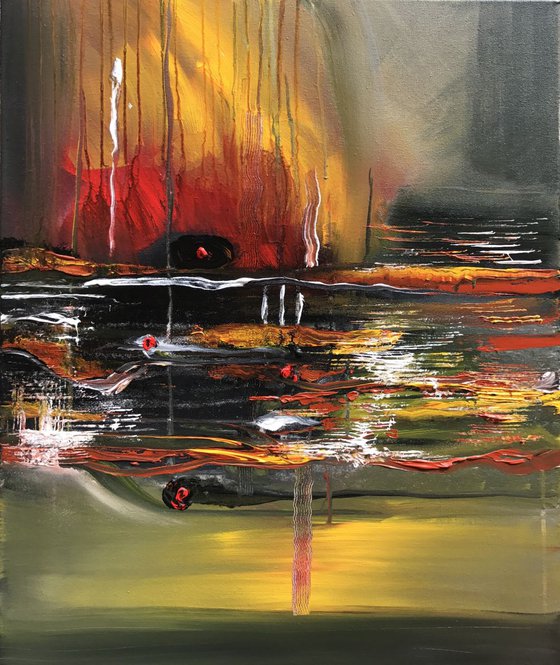 " Burning " ,  Abstract Acrylic Painting - 50x60cm