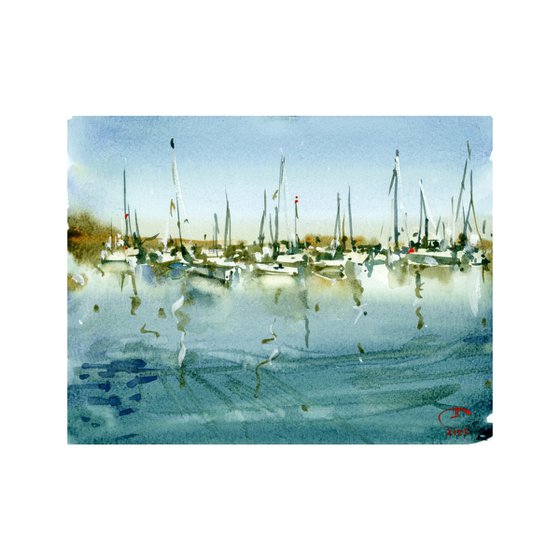 Sailboats in the port.