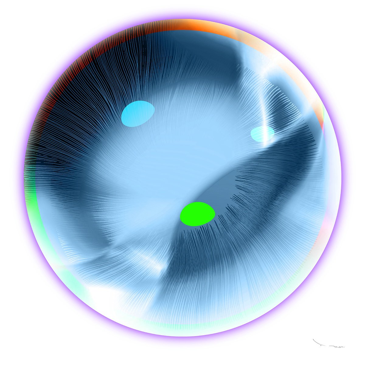 Surrealistic Abstract Print By Tehos, 39 X 39", Tehos - Circle 100-07, Original Artwork