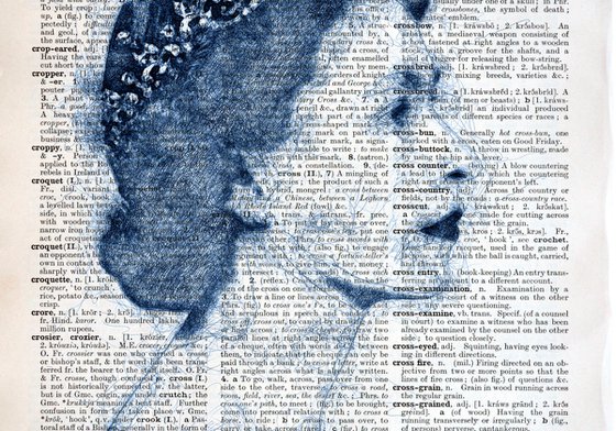 Queen Elizabeth II - Collage Art on Large Real English Dictionary Vintage Book Page