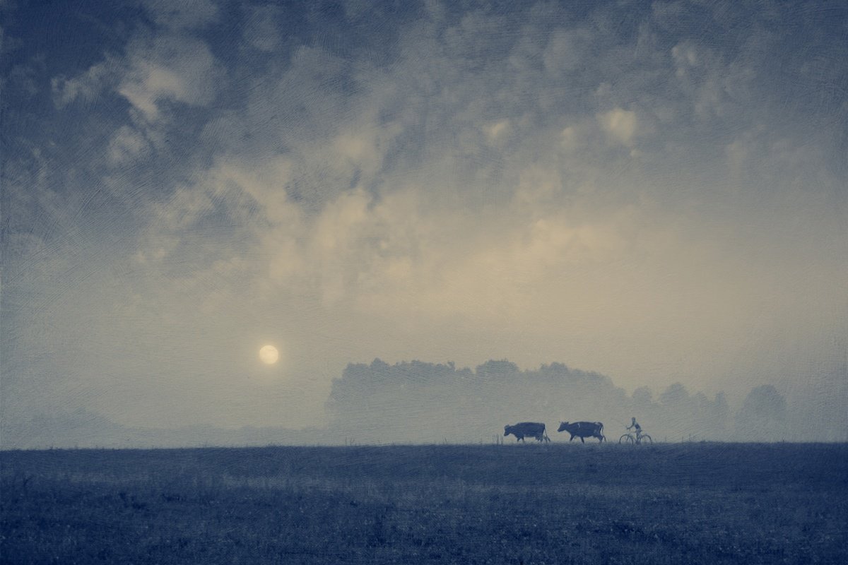 Photorealistic Landscape Photograph By Valerix, 24 X 16", Late Way Home., Original Artwork