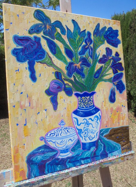 Flower Vase Irises 7 SOLD