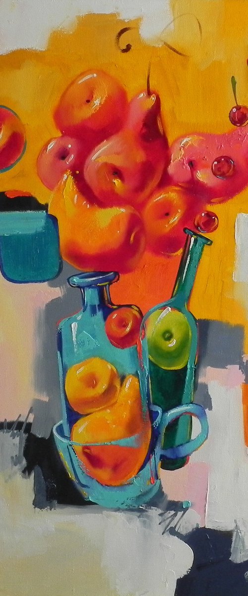 "Fruit Mix II" Abstract still life (2021) by Mykhailo Novikov