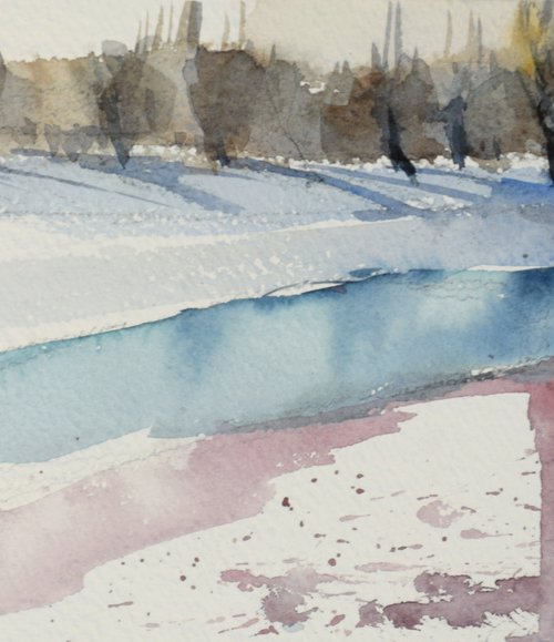 Frozen river by Goran Žigolić Watercolors