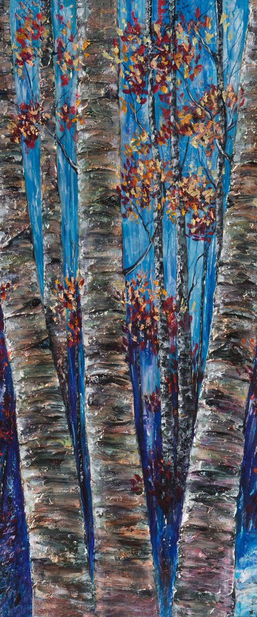 Aspen forest in the Rocky Mountains  (Palette Knife) by Lena Owens at OLena Art