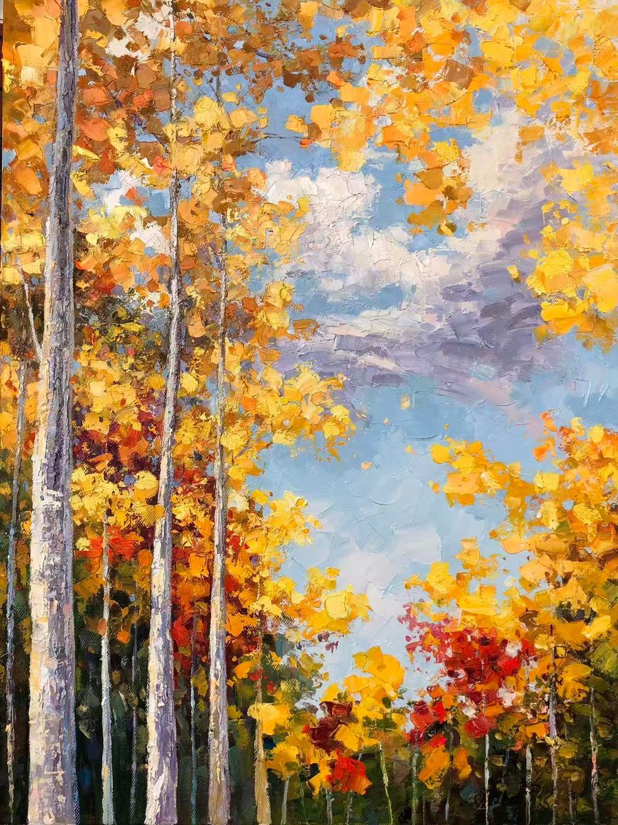 Autumn Sky Z054 By Jianzhe Chon, 30 X 40, Artwork For Sale On Artfinder