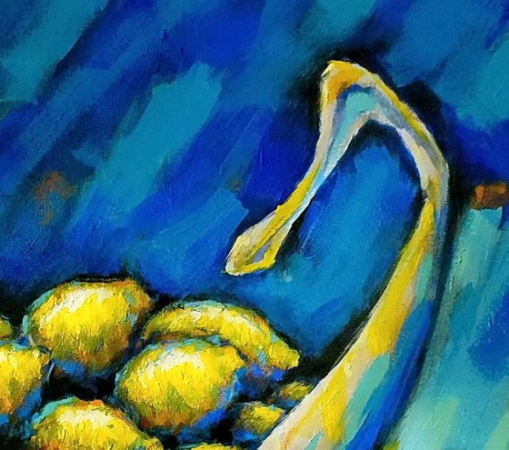 Lemons on Blue Background