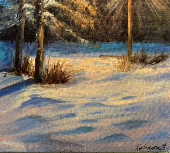 Winter evening original artwork