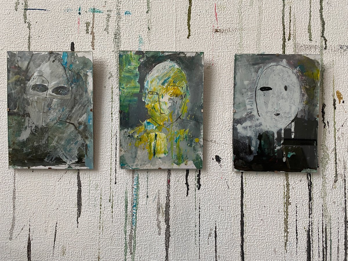 Expressive Portrait Acrylic Painting By Liubov Ro, 6 X 8", Portraits Of The Unknown, Original Artwork