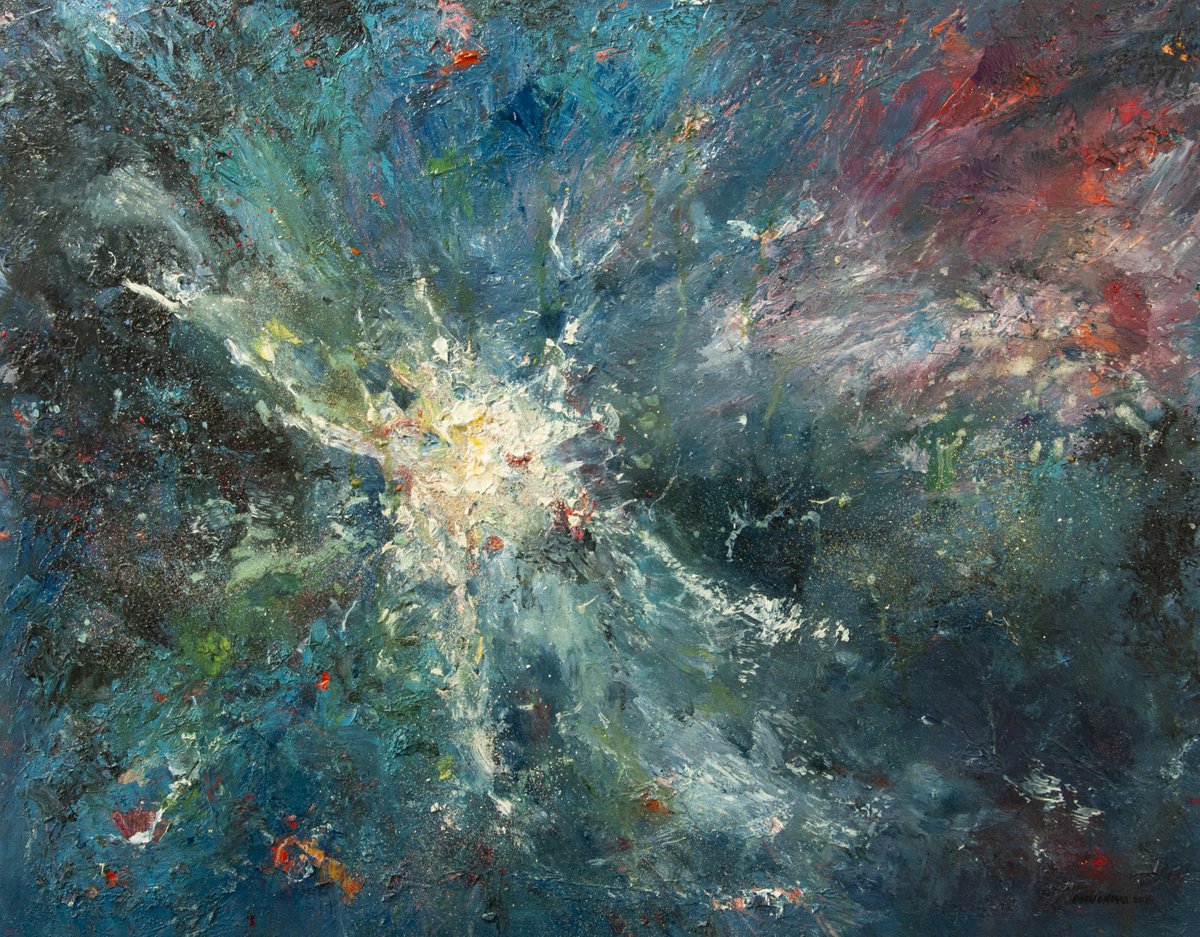 Expressive Landscape Oil Painting By Valda Rose Art Gallery, 31 X 26", Let There Be Light!, Original Artwork