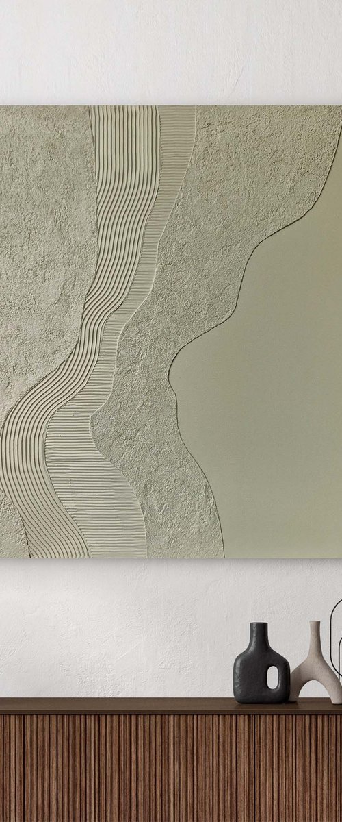 "Sage Nulla" Abstract sage green textured by Marine Boiko